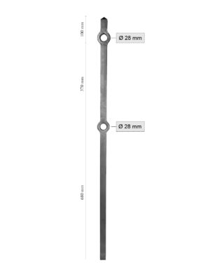 S&oslash;rlandsstolpe 2hull 30x30mm ** obs  4- kant - 8 kg pr stk