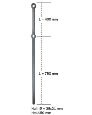 S&oslash;rlandstolpe 30mm, 2 Ovale hull 6,24 kg SETTSKRUER