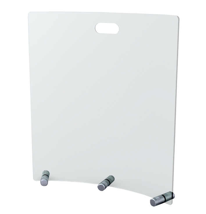 Skjermbrett av buet glass 100 x60 cm 3 bein